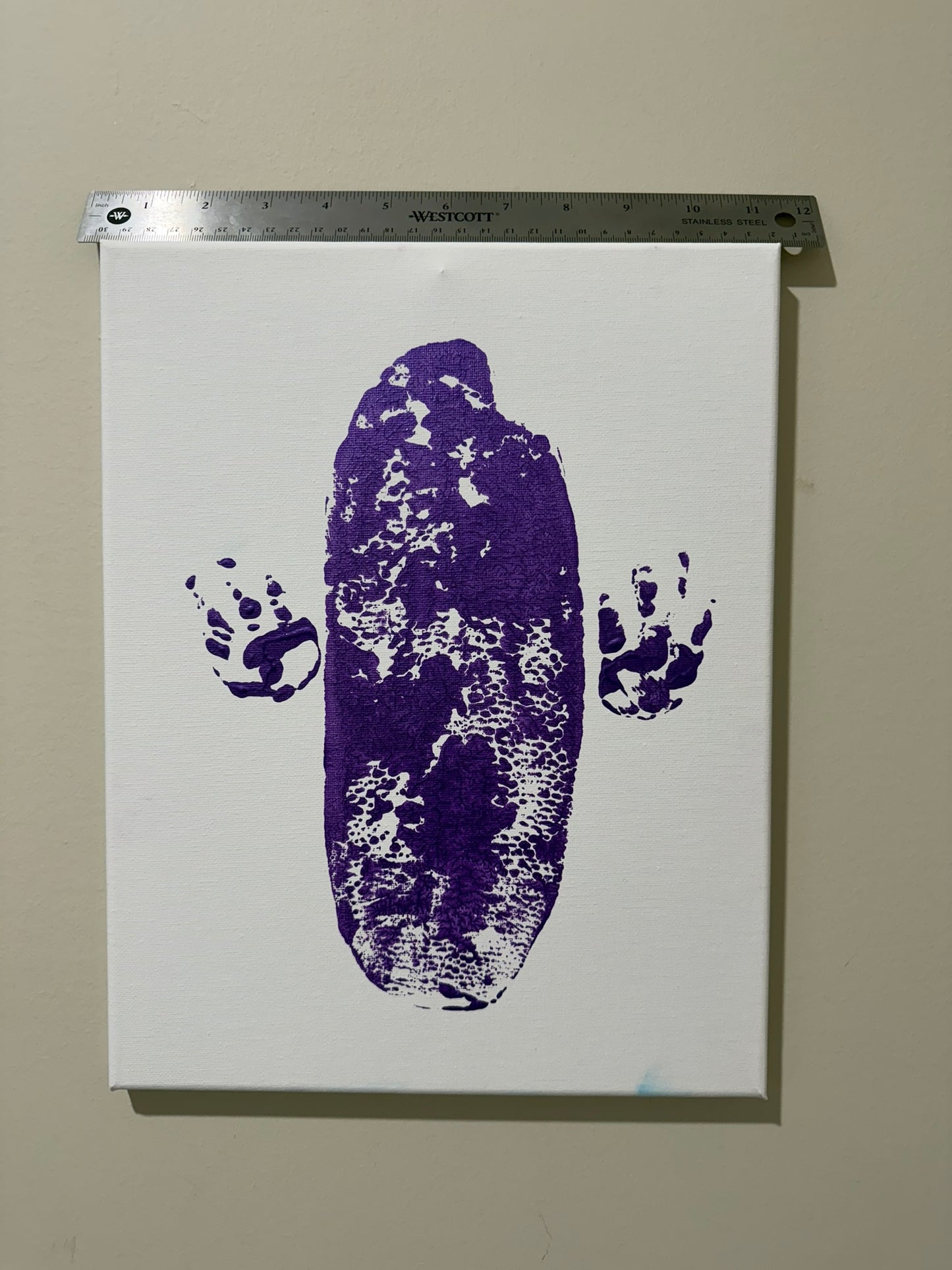 Metallic Stormy Rose Tail and Paw Print on White 11x14 canvas