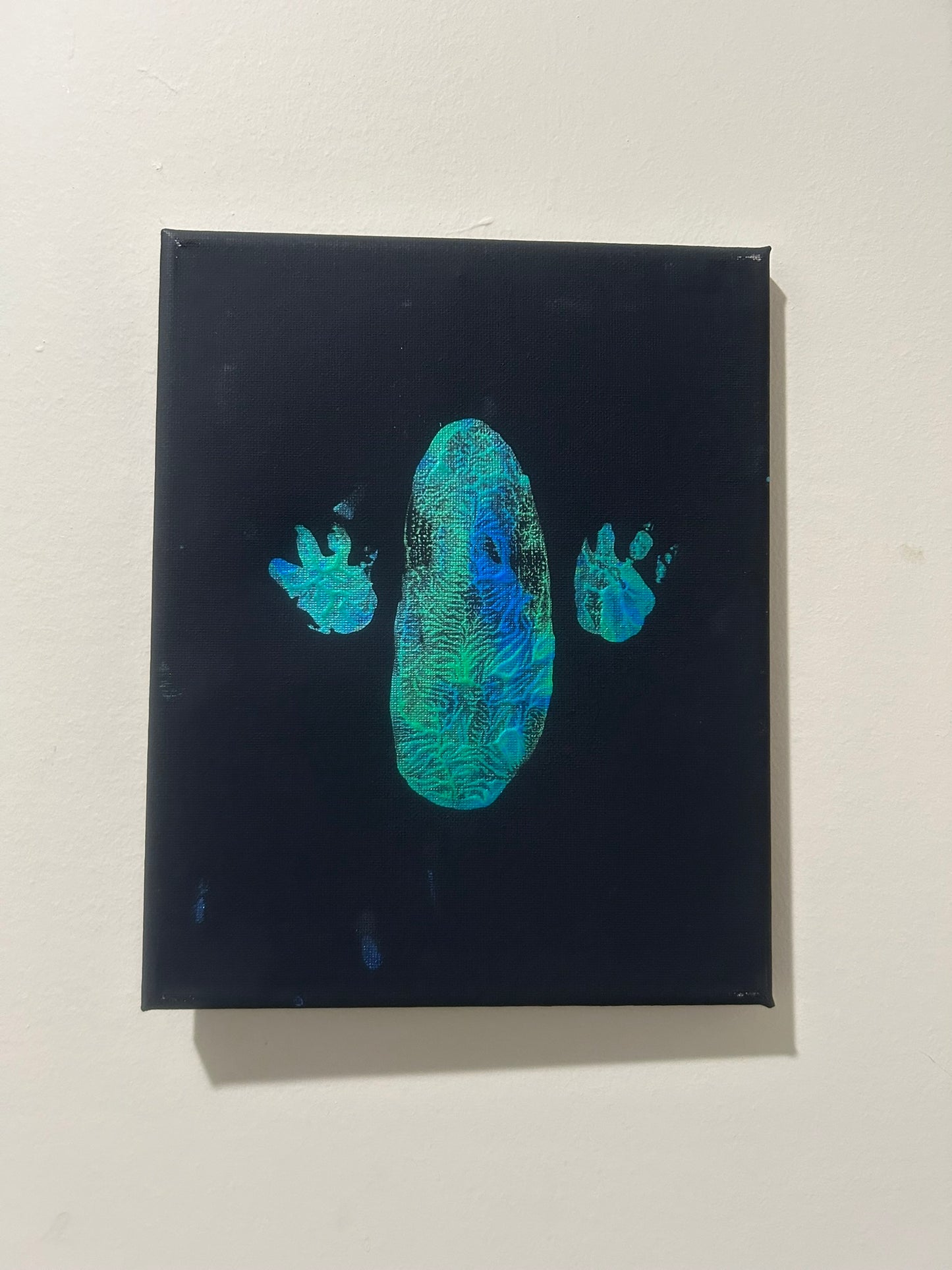 Petunia 8x10 Tail and Paw Print Metallic Blue and Green