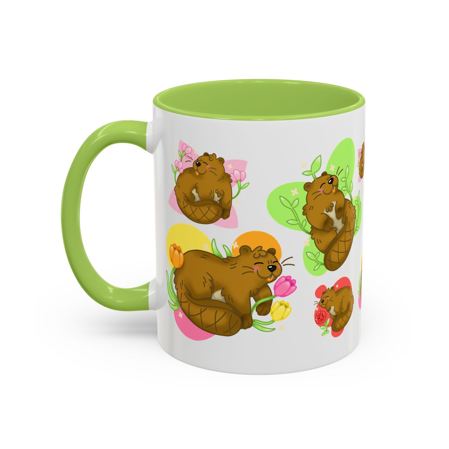 Floral Beaver Pattern Coffee Mug (11oz)