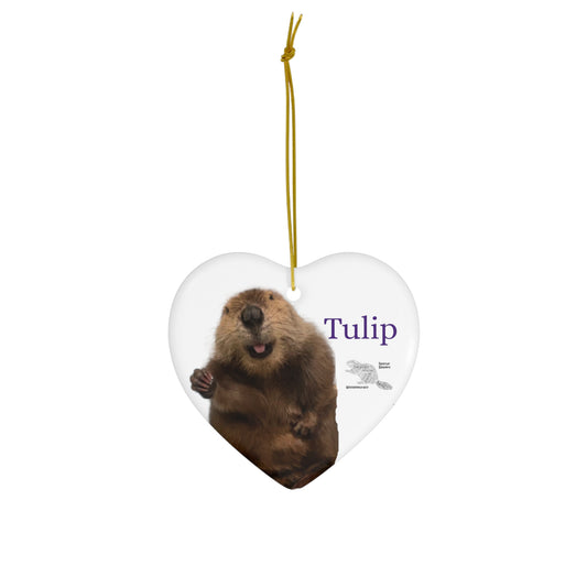 Tulip Beaver Ceramic Ornament