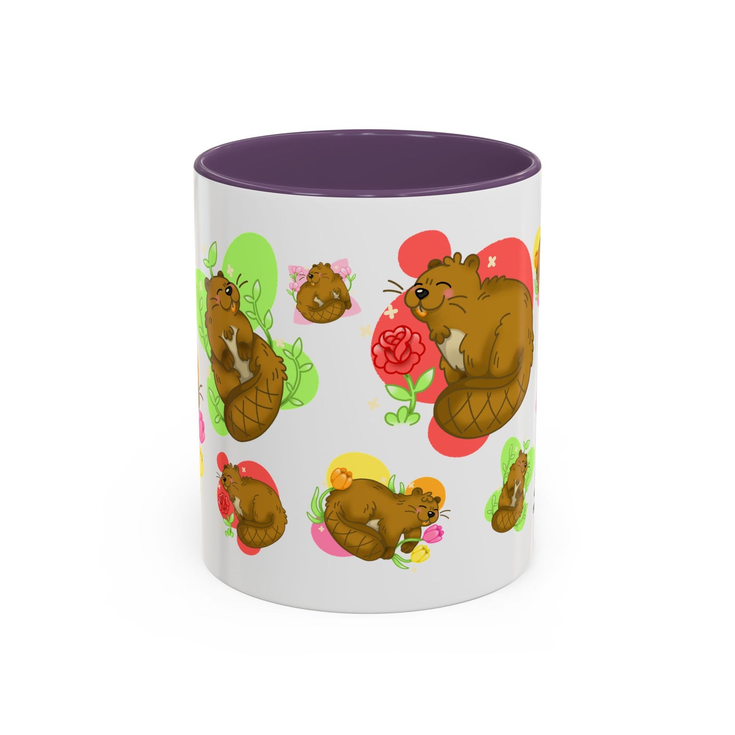 Floral Beaver Pattern Coffee Mug (11oz)