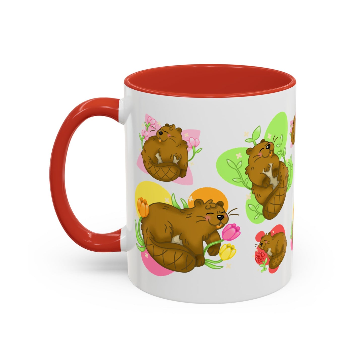 Floral Beaver Pattern Coffee Mug (11oz)