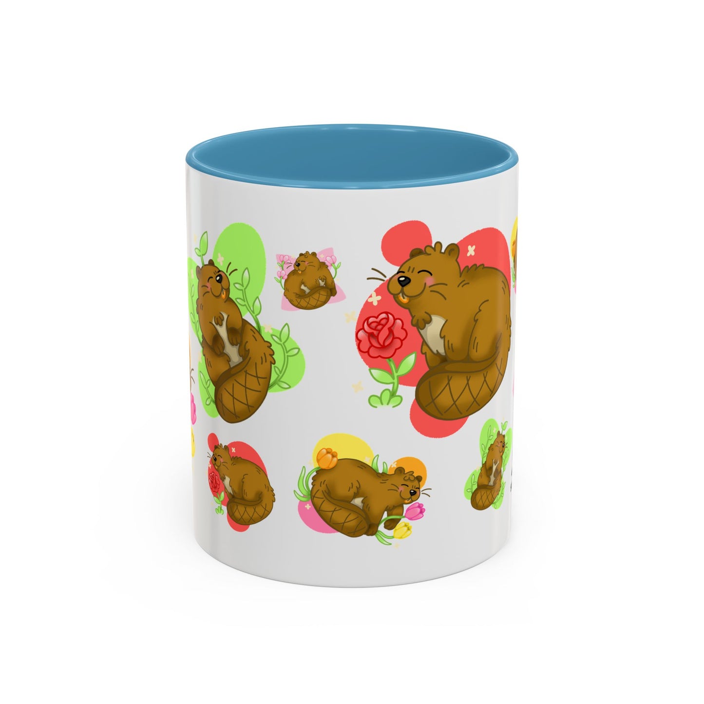 Floral Beaver Pattern Coffee Mug (11oz)