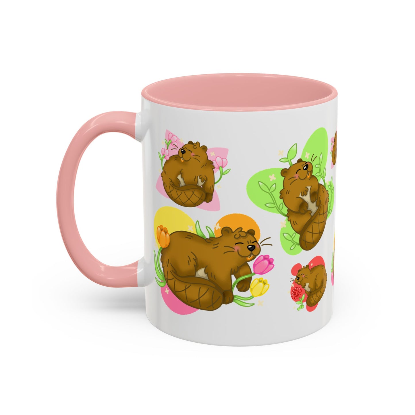 Floral Beaver Pattern Coffee Mug (11oz)