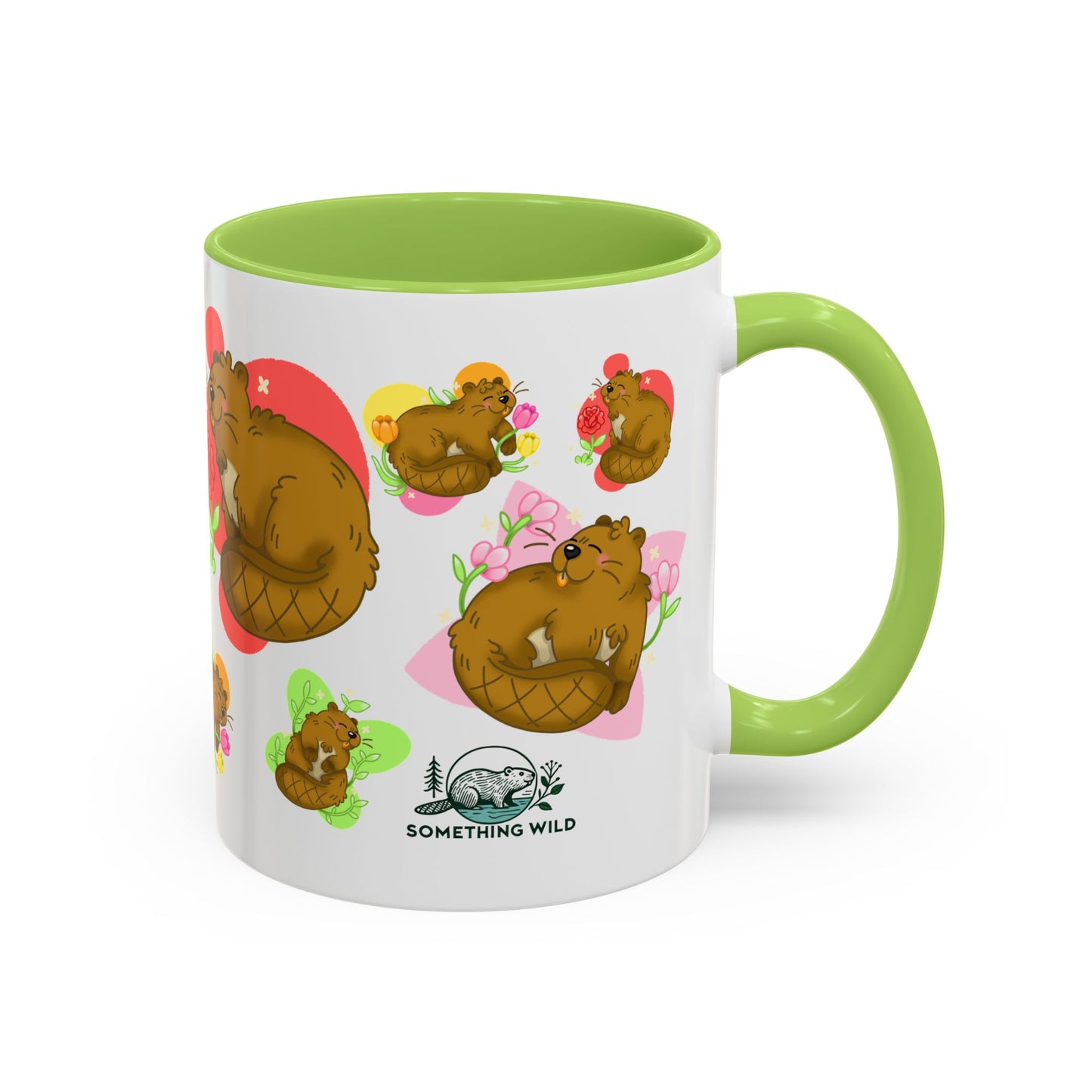 Floral Beaver Pattern Coffee Mug (11oz)