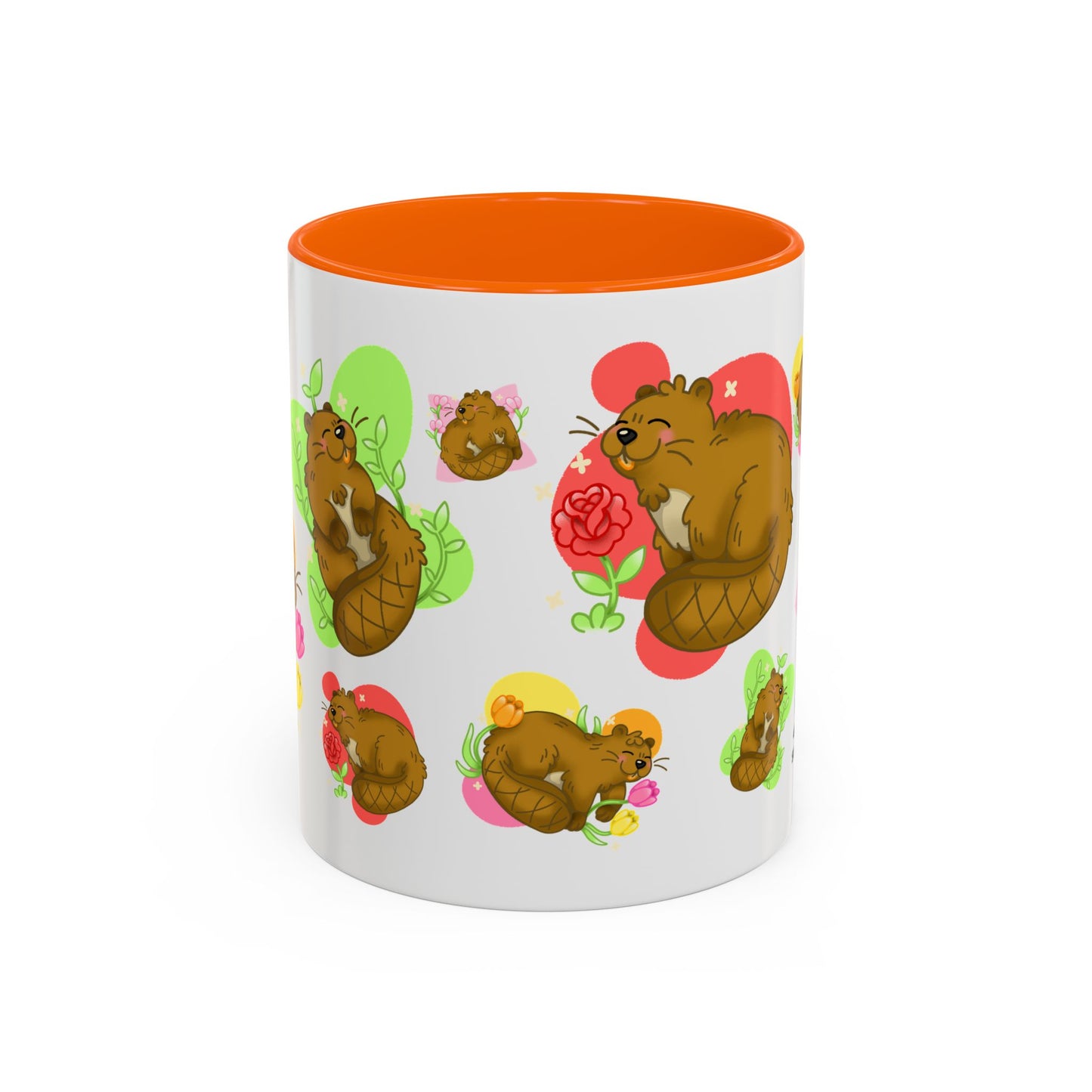 Floral Beaver Pattern Coffee Mug (11oz)