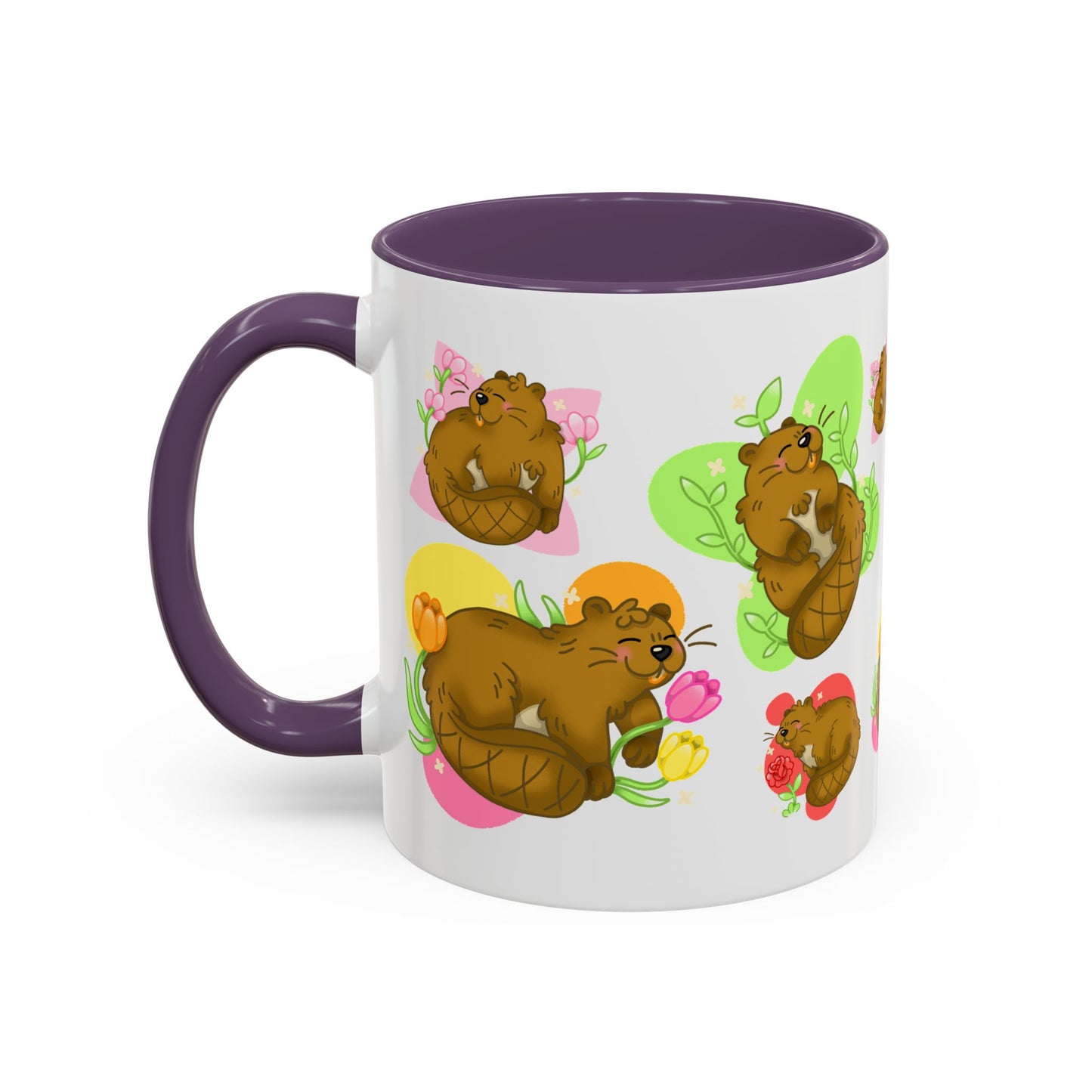 Floral Beaver Pattern Coffee Mug (11oz)