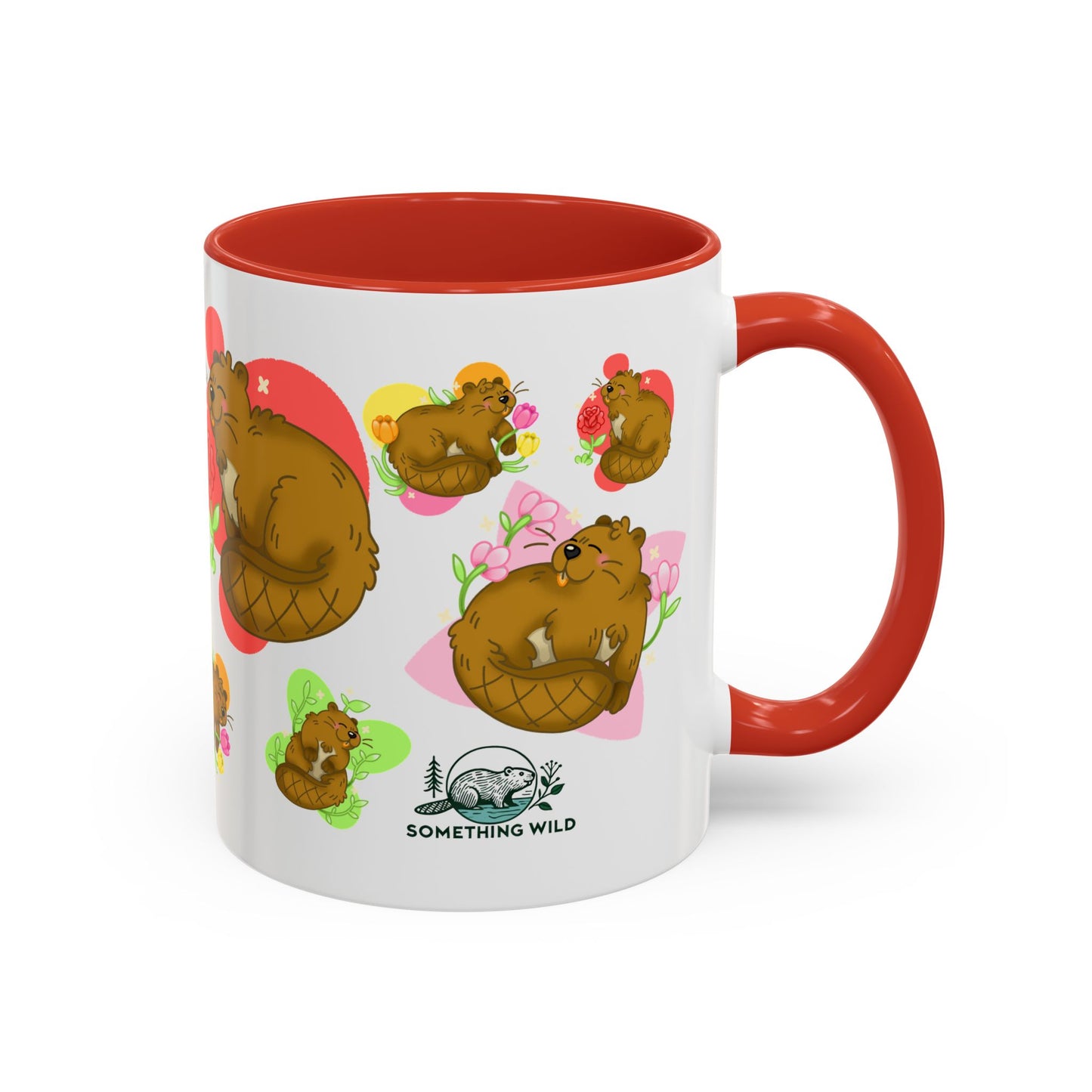 Floral Beaver Pattern Coffee Mug (11oz)