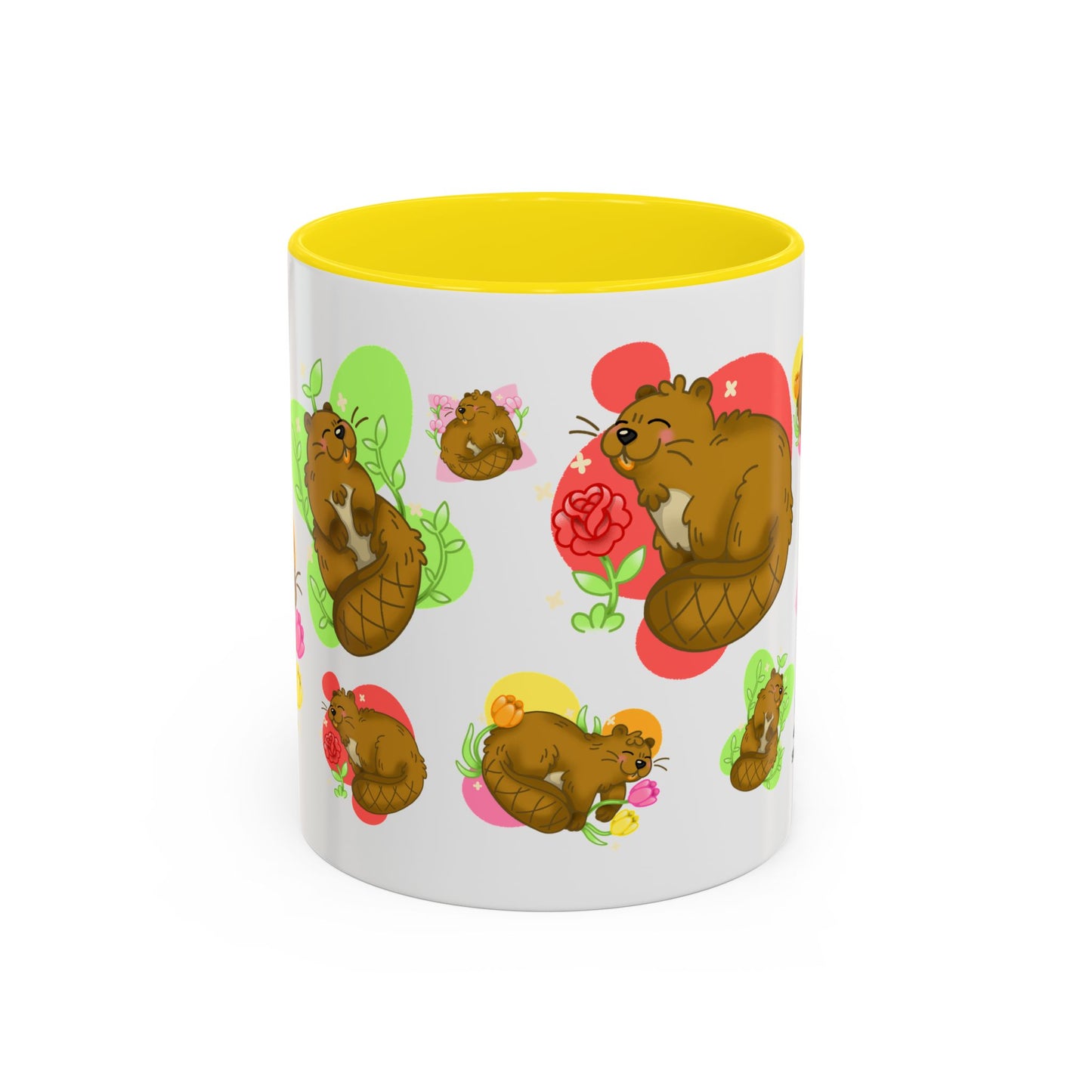 Floral Beaver Pattern Coffee Mug (11oz)