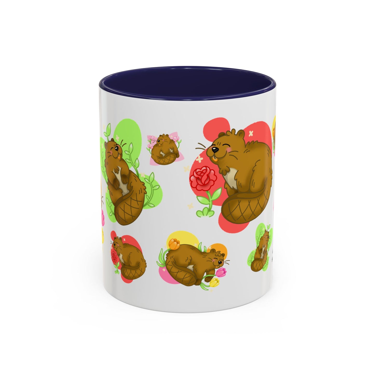 Floral Beaver Pattern Coffee Mug (11oz)