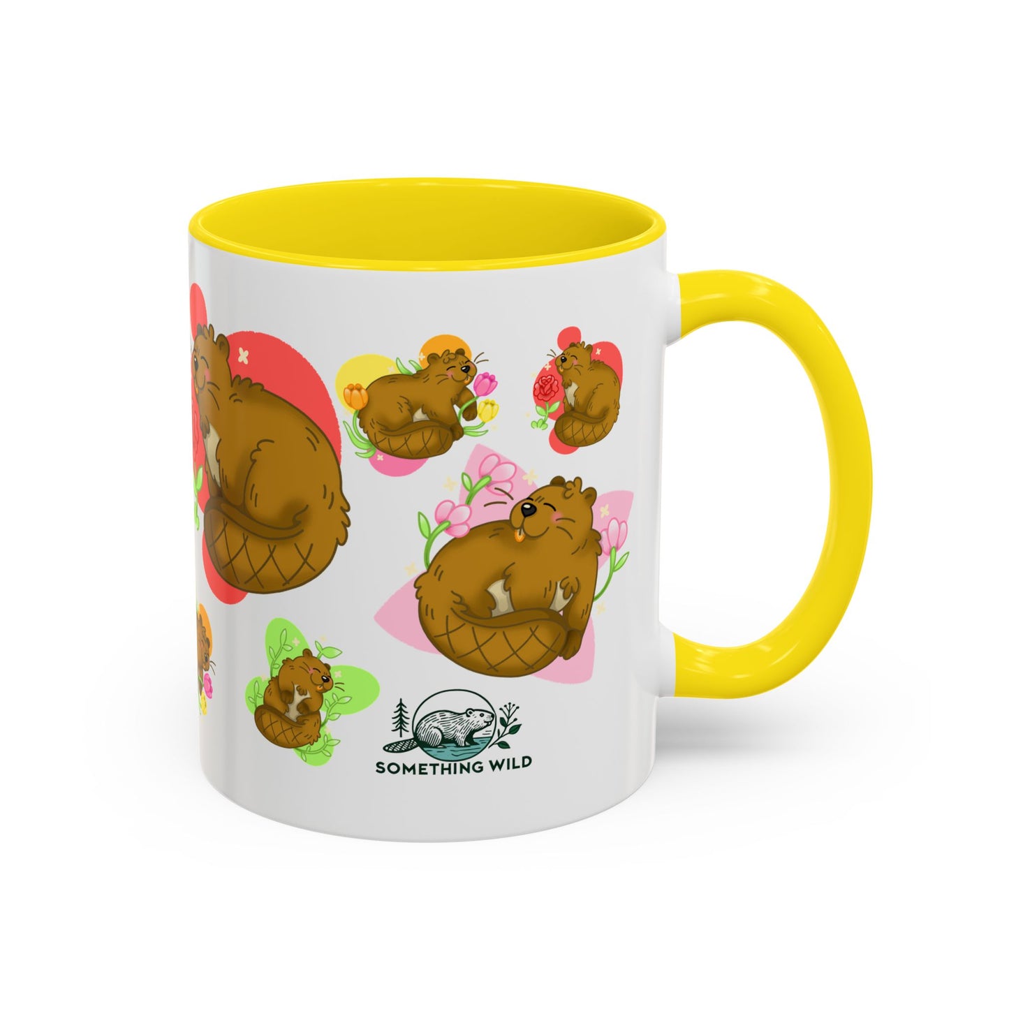 Floral Beaver Pattern Coffee Mug (11oz)
