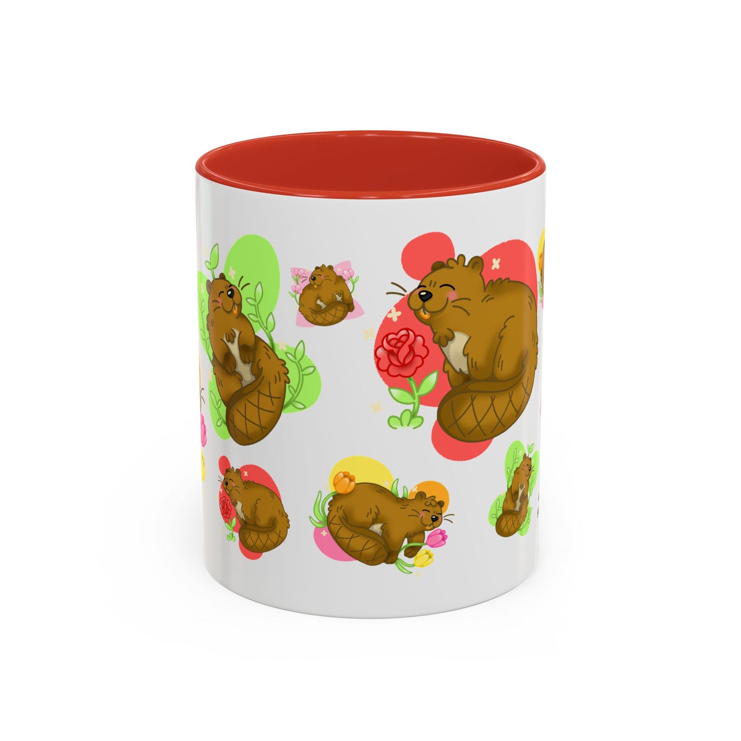 Floral Beaver Pattern Coffee Mug (11oz)