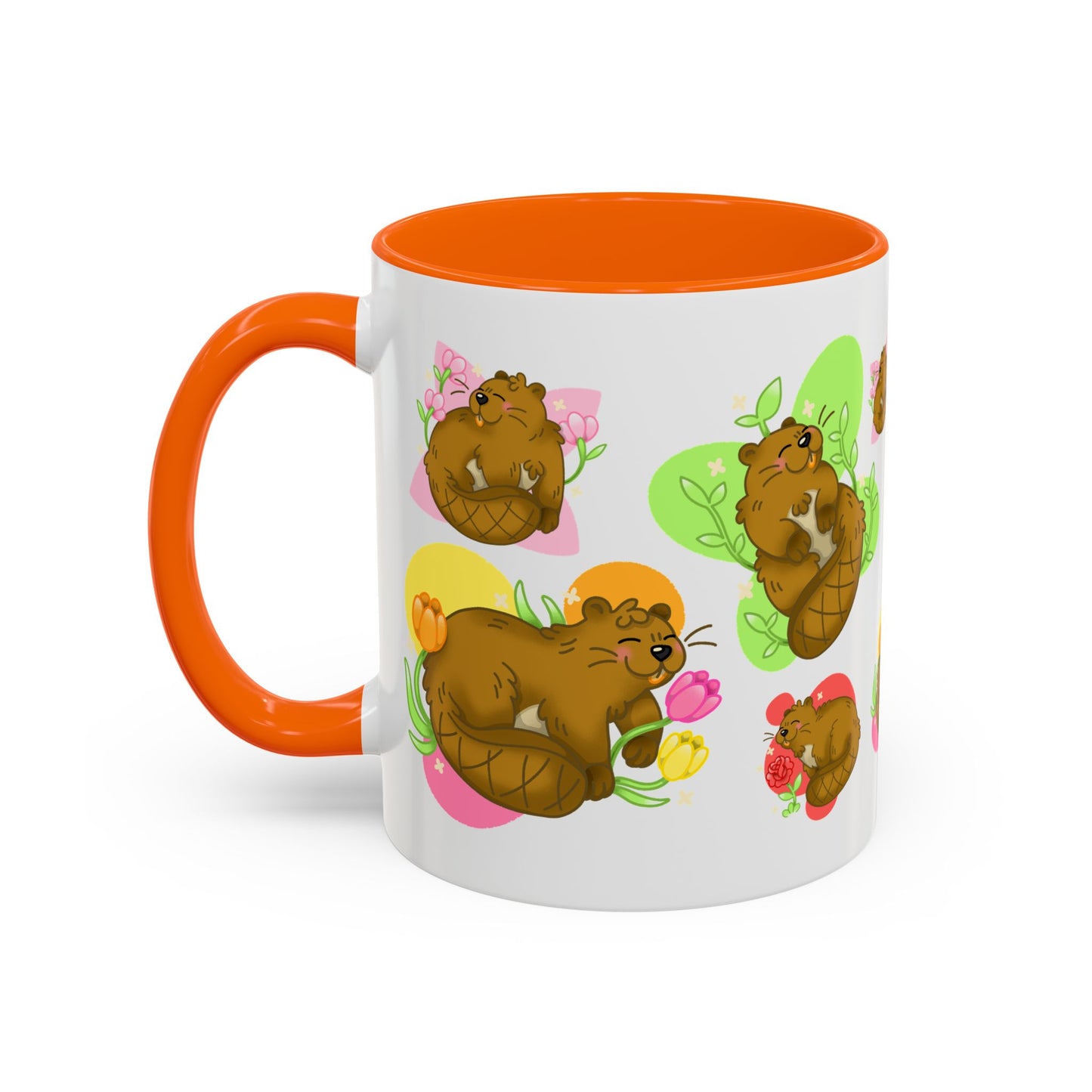 Floral Beaver Pattern Coffee Mug (11oz)