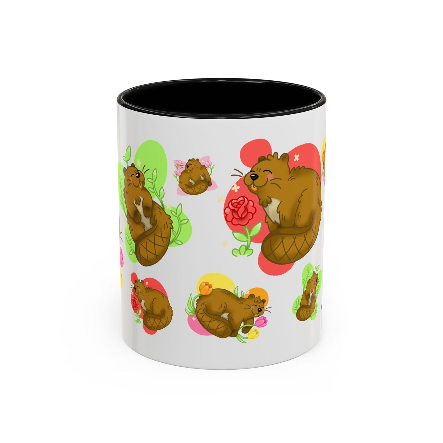 Floral Beaver Pattern Coffee Mug (11oz)