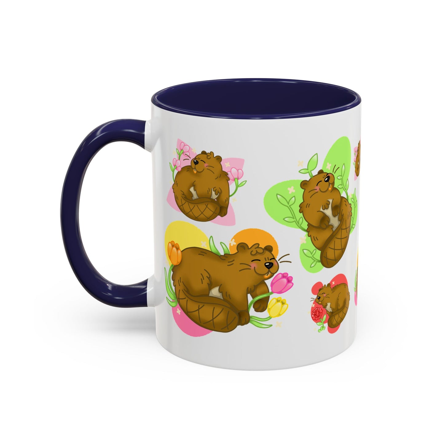Floral Beaver Pattern Coffee Mug (11oz)