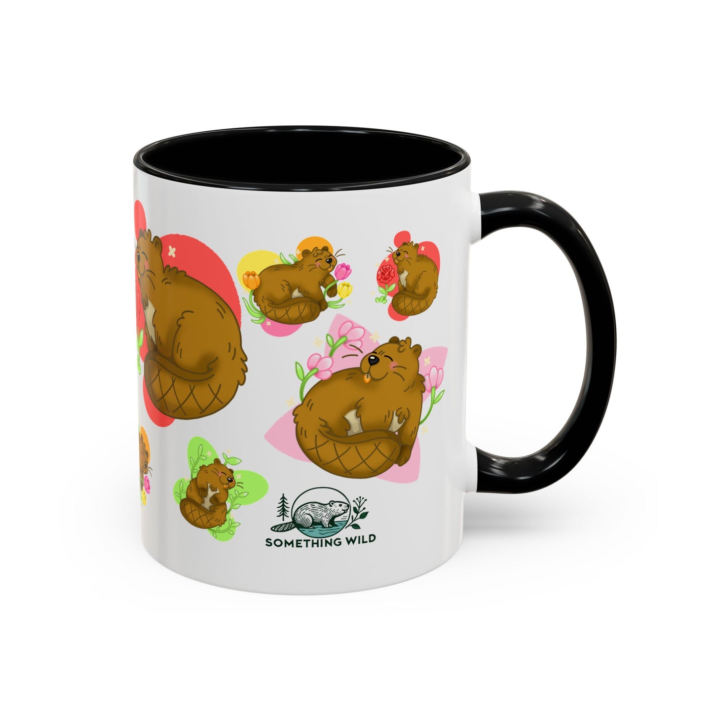 Floral Beaver Pattern Coffee Mug (11oz)