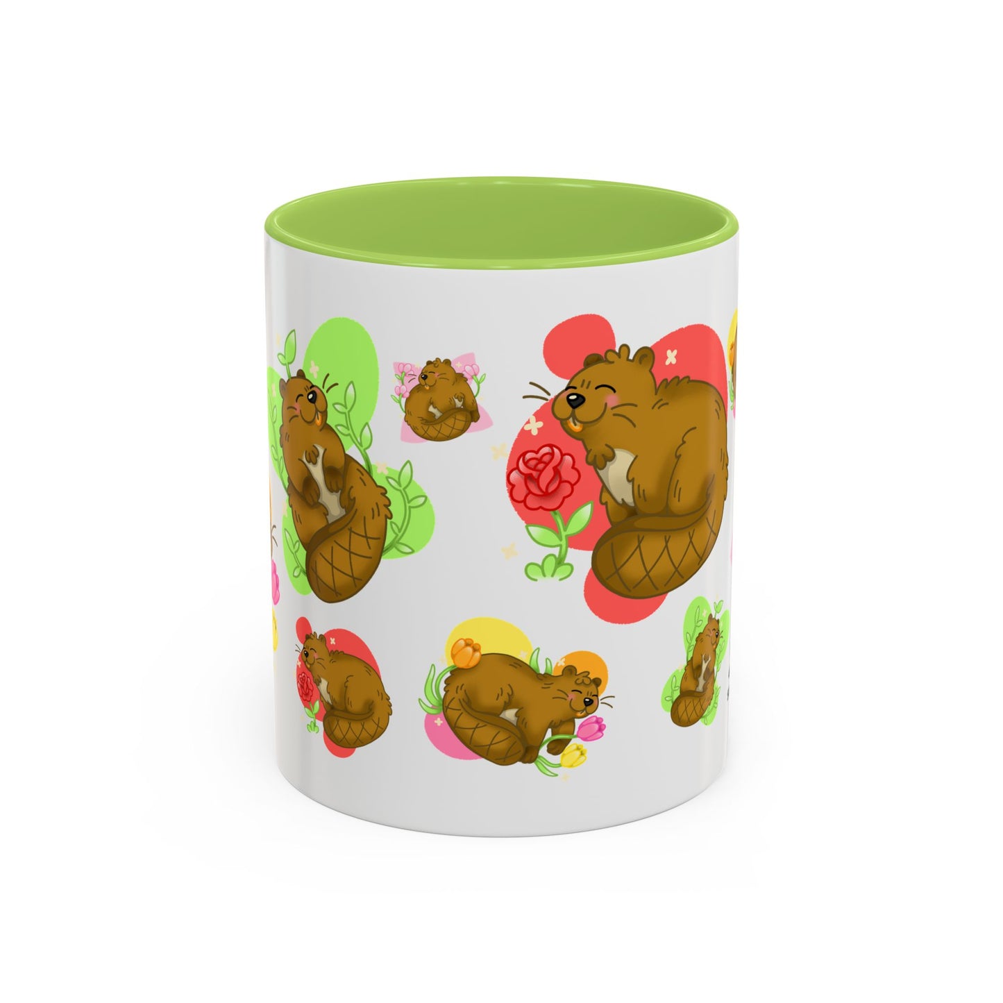Floral Beaver Pattern Coffee Mug (11oz)