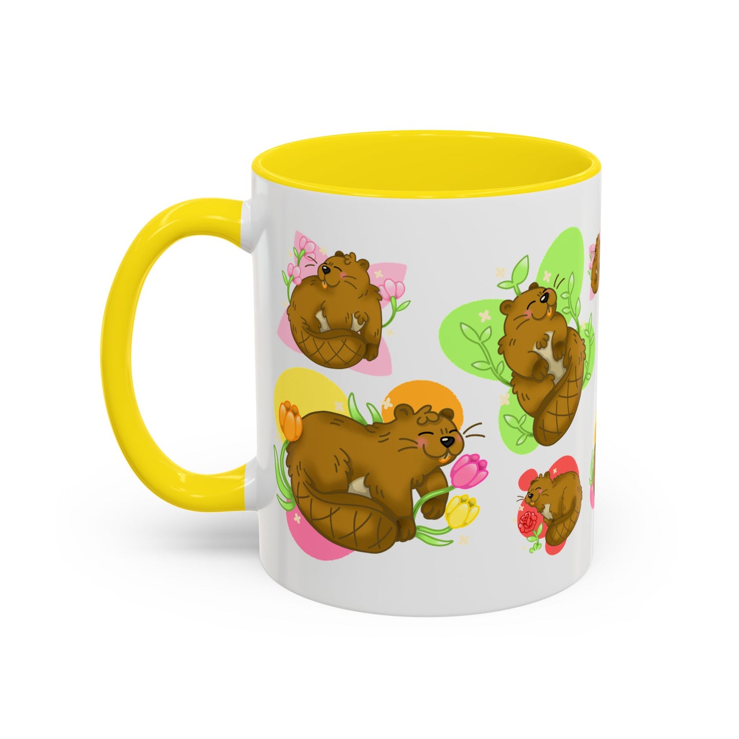 Floral Beaver Pattern Coffee Mug (11oz)