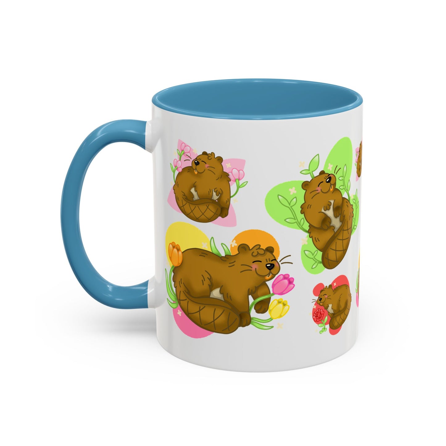 Floral Beaver Pattern Coffee Mug (11oz)