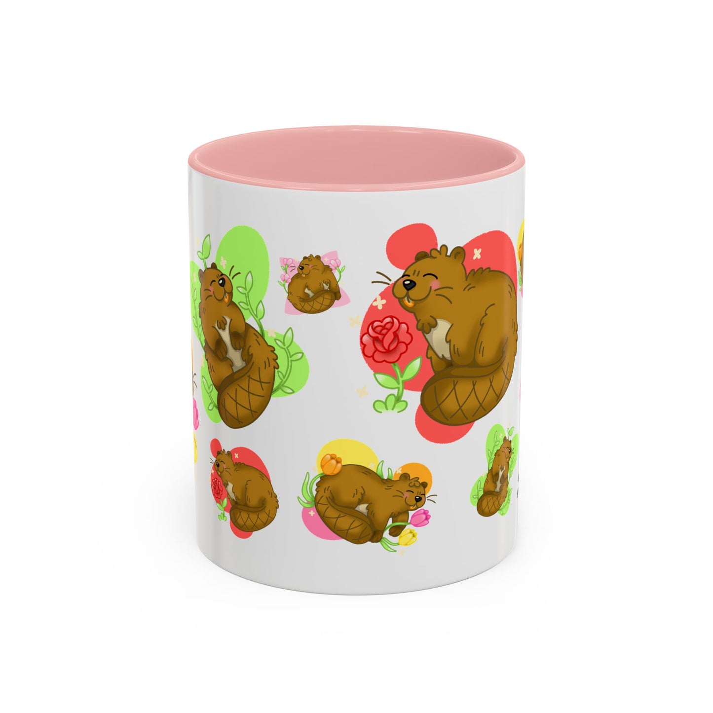 Floral Beaver Pattern Coffee Mug (11oz)