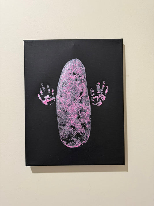 Metallic Tulip Tail and Paw Print on Black 11x14 canvas