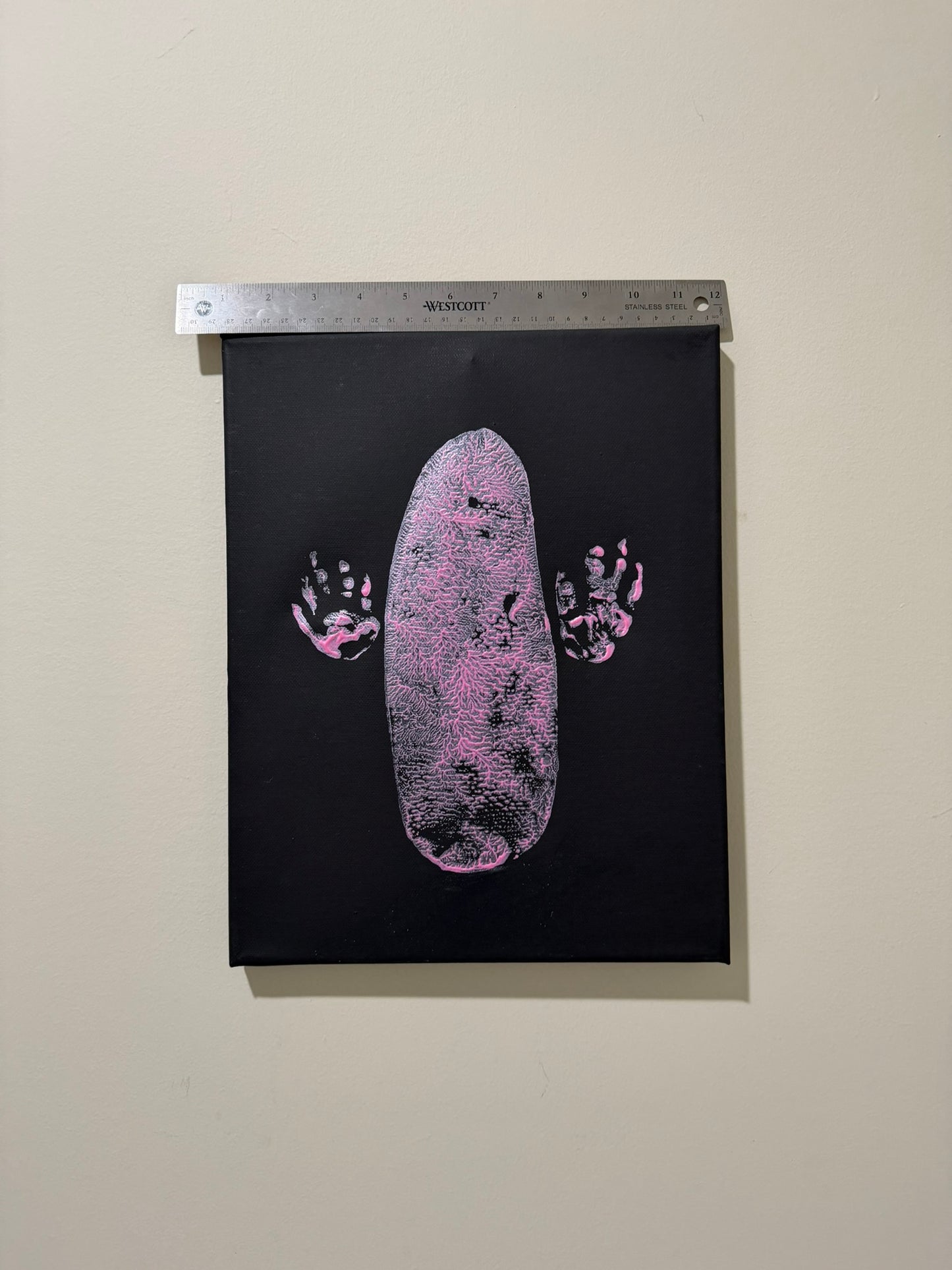 Metallic Tulip Tail and Paw Print on Black 11x14 canvas