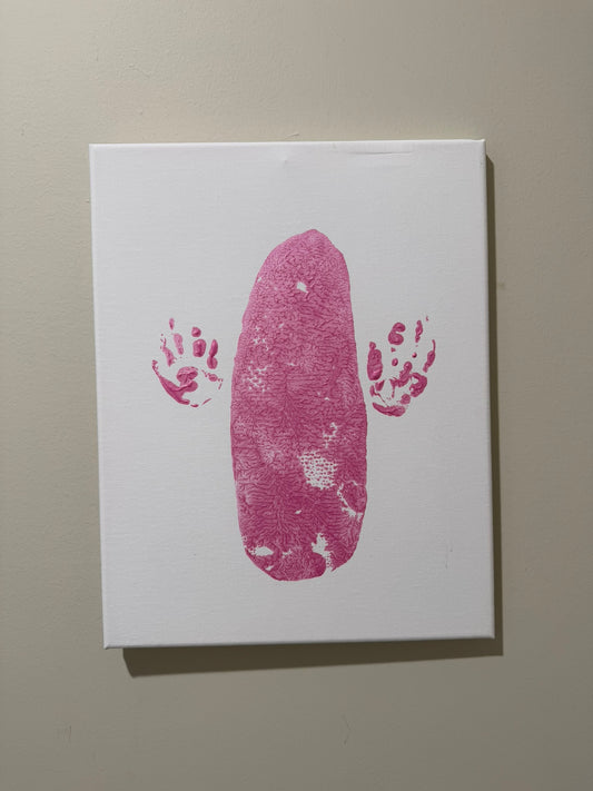 Metallic Tulip Tail and Paw Print on White 11x14 canvas