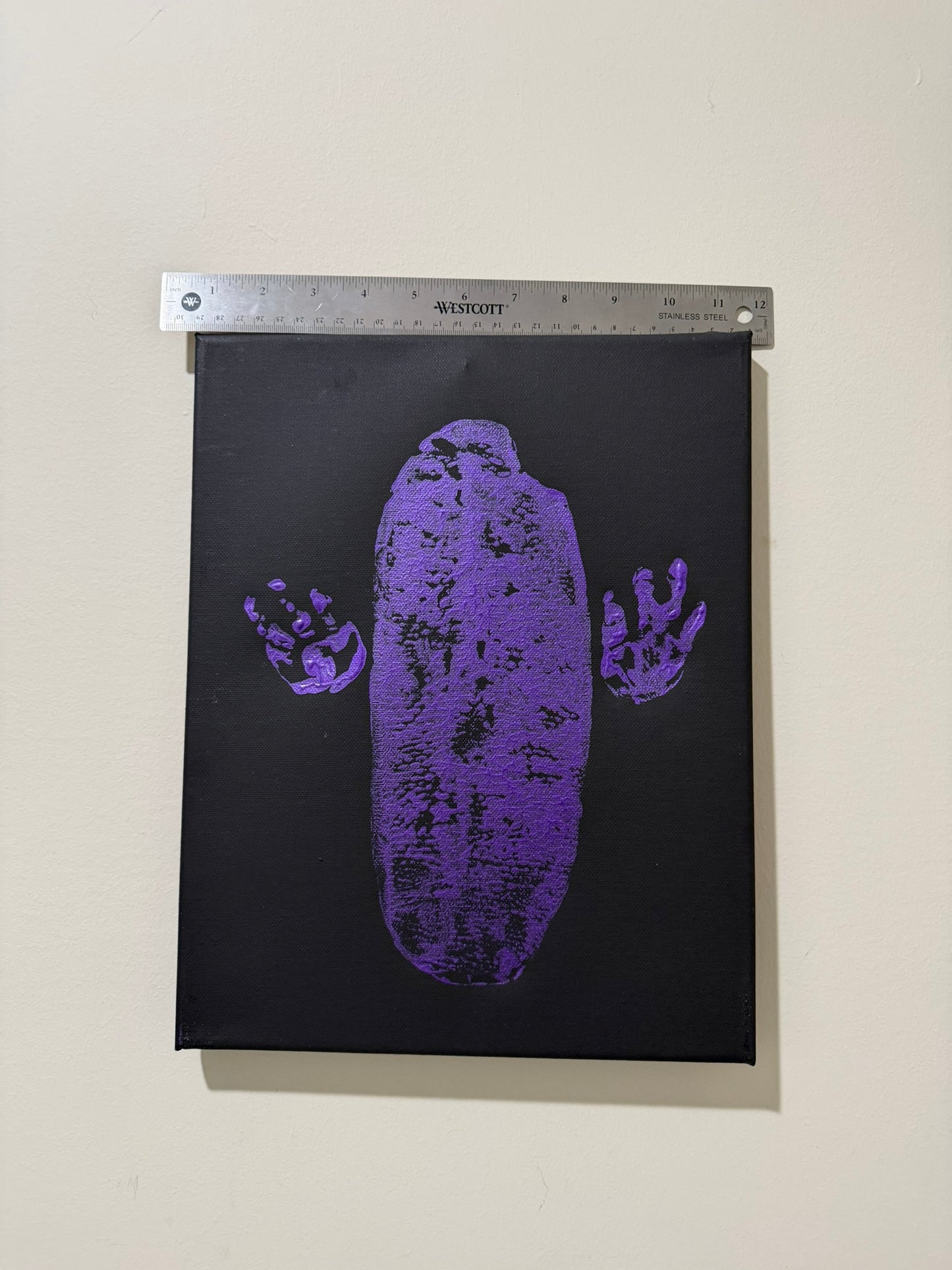 Metallic Stormy Rose Tail and Paw Print on Black 11x14 canvas