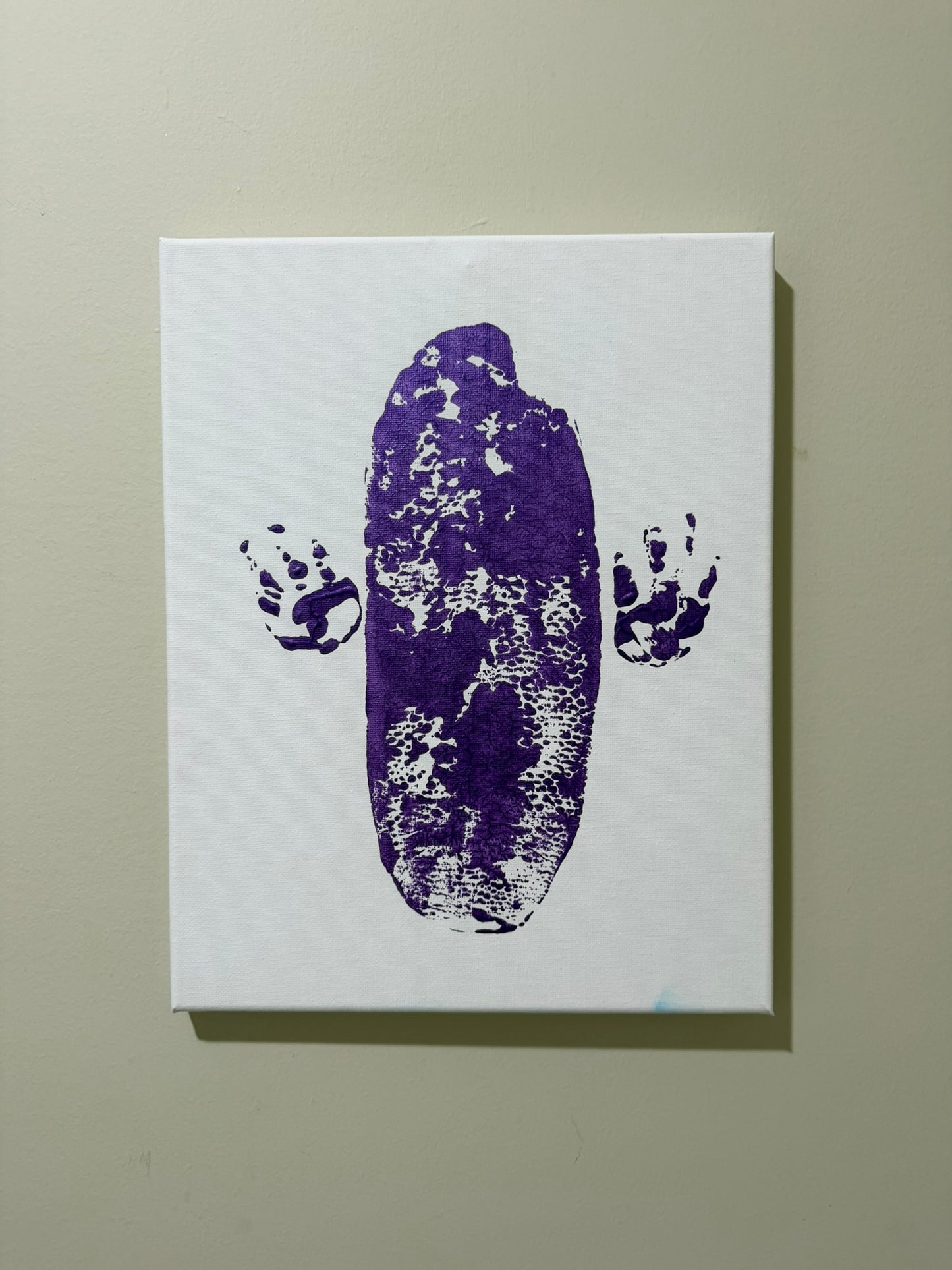 Metallic Stormy Rose Tail and Paw Print on White 11x14 canvas