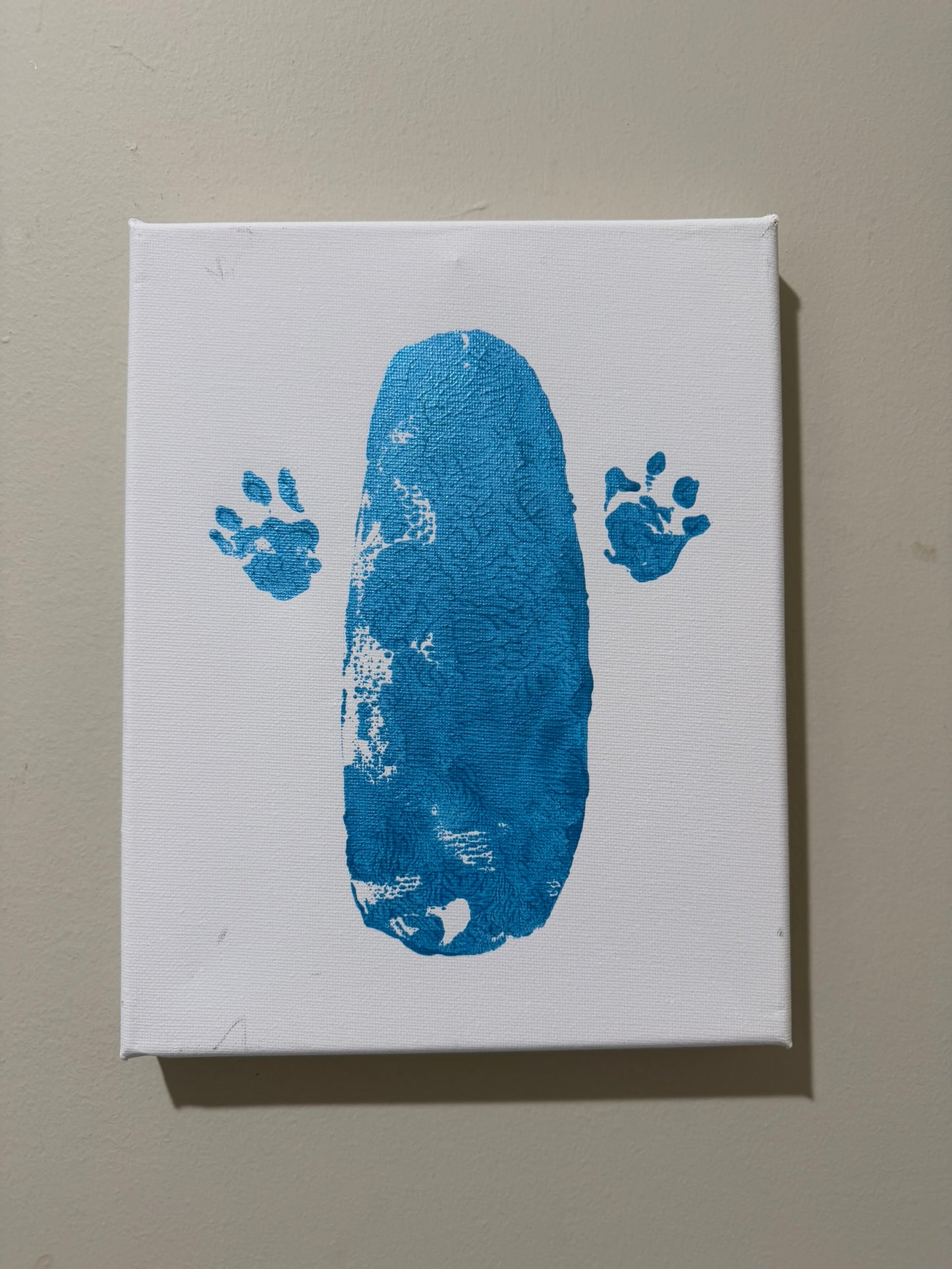 Metallic Tail and Paw Print Blossom 8x10 on White Canvas
