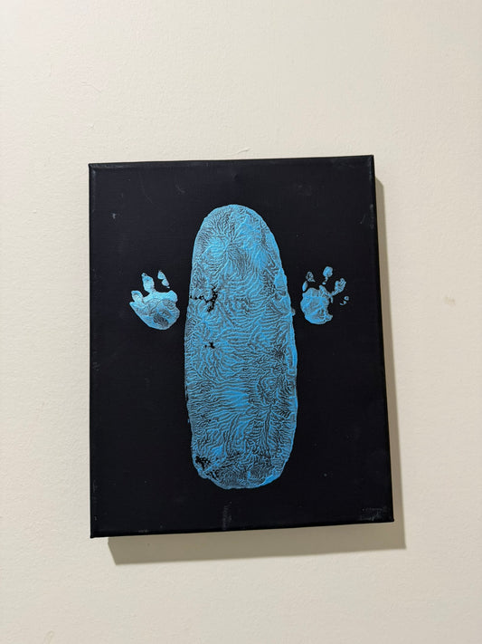 Metallic Blossom Tail and Paw Print on Black 8x10 canvas