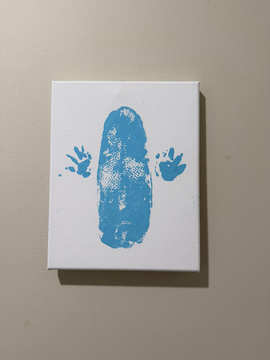 Blossom paw and tail print on 8x10 white canvas