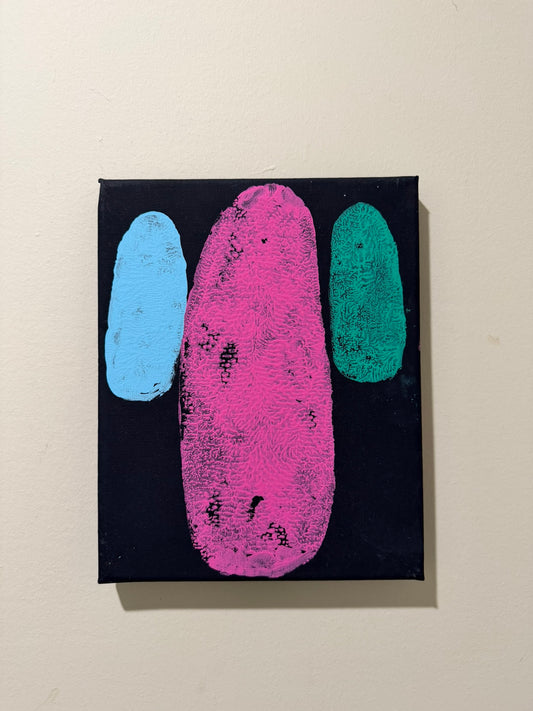 Tulip with baby Sprout and Blossom on an 8x10 black canvas